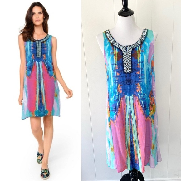 Desigual Madrid Dress Beaded Sleeveless Boho Dress Women 42 / US M Crepe Hippie - Picture 1 of 15